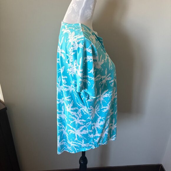 Lulu-B Womens Blue Palm Tree Print Athletic Top Golf Size Xlarge - Picture 3 of 5